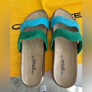 Charlotte stone rincon sandals in lagoon - worn once